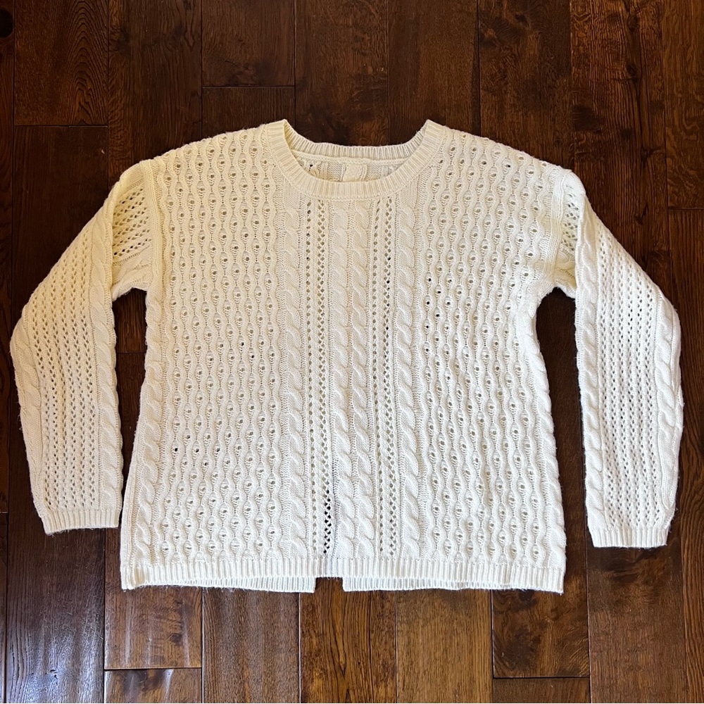 Classic Ivory Cable Knit Sweater